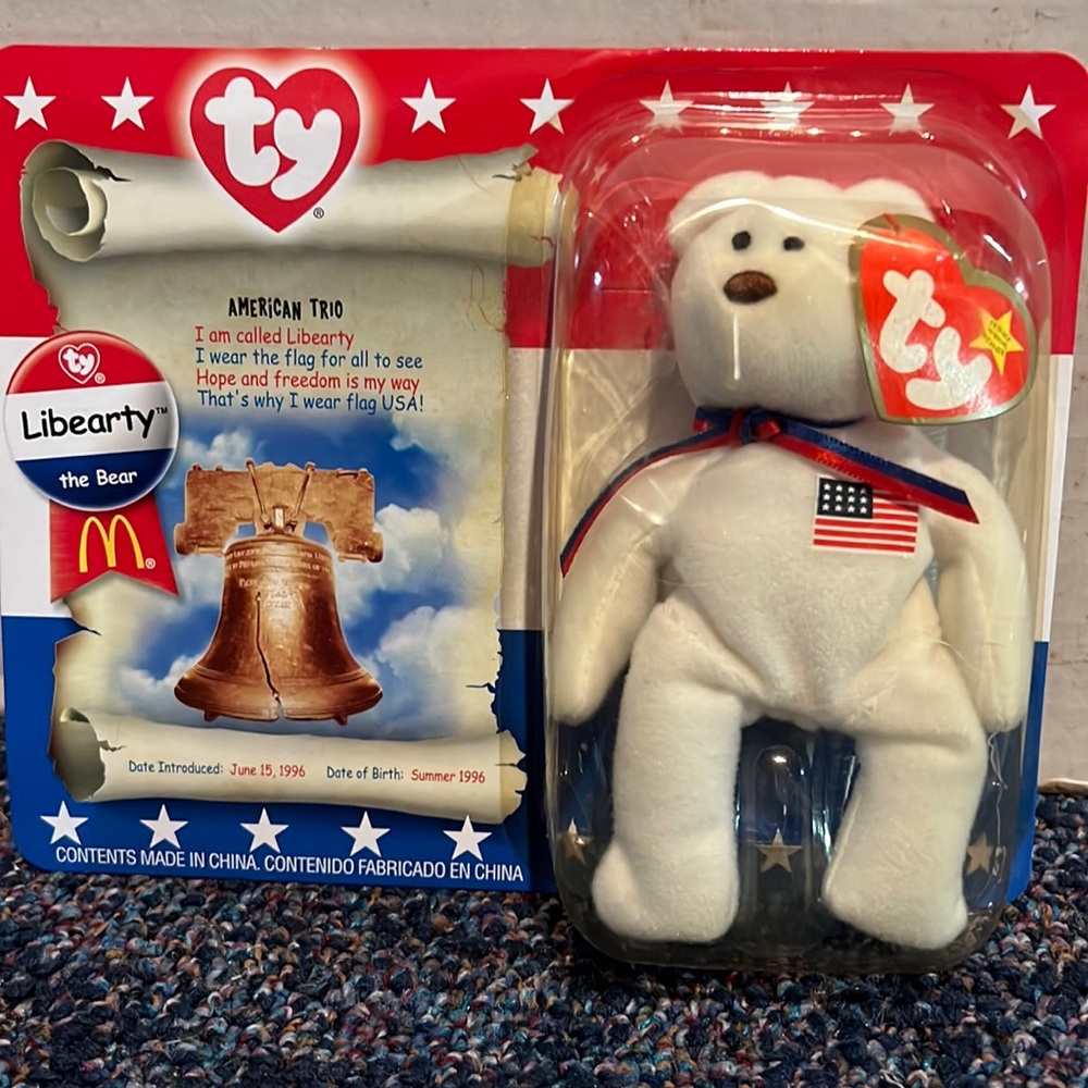 McDonald’s teenie beanie baby from TY. Libearty.  New in package